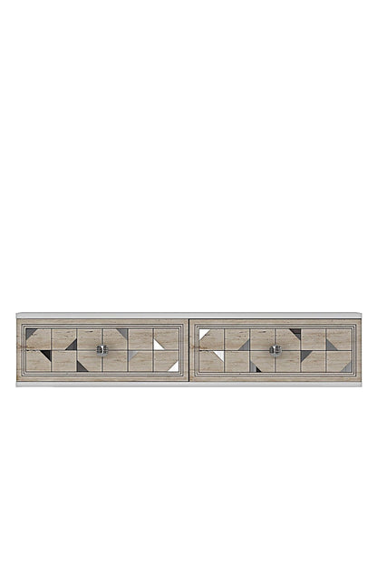 Συρταριέρα 120x25.5x29.6 εκ Λευκό / Travertine / Ασημί 555CHM1641