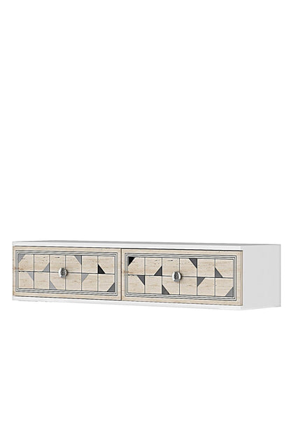 Συρταριέρα 120x25.5x29.6 εκ Λευκό / Travertine / Ασημί 555CHM1641