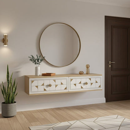 Συρταριέρα 120x25.5x29.6 εκ Δρυς Sapphire / Λευκό / Χρυσό 555CHM1642