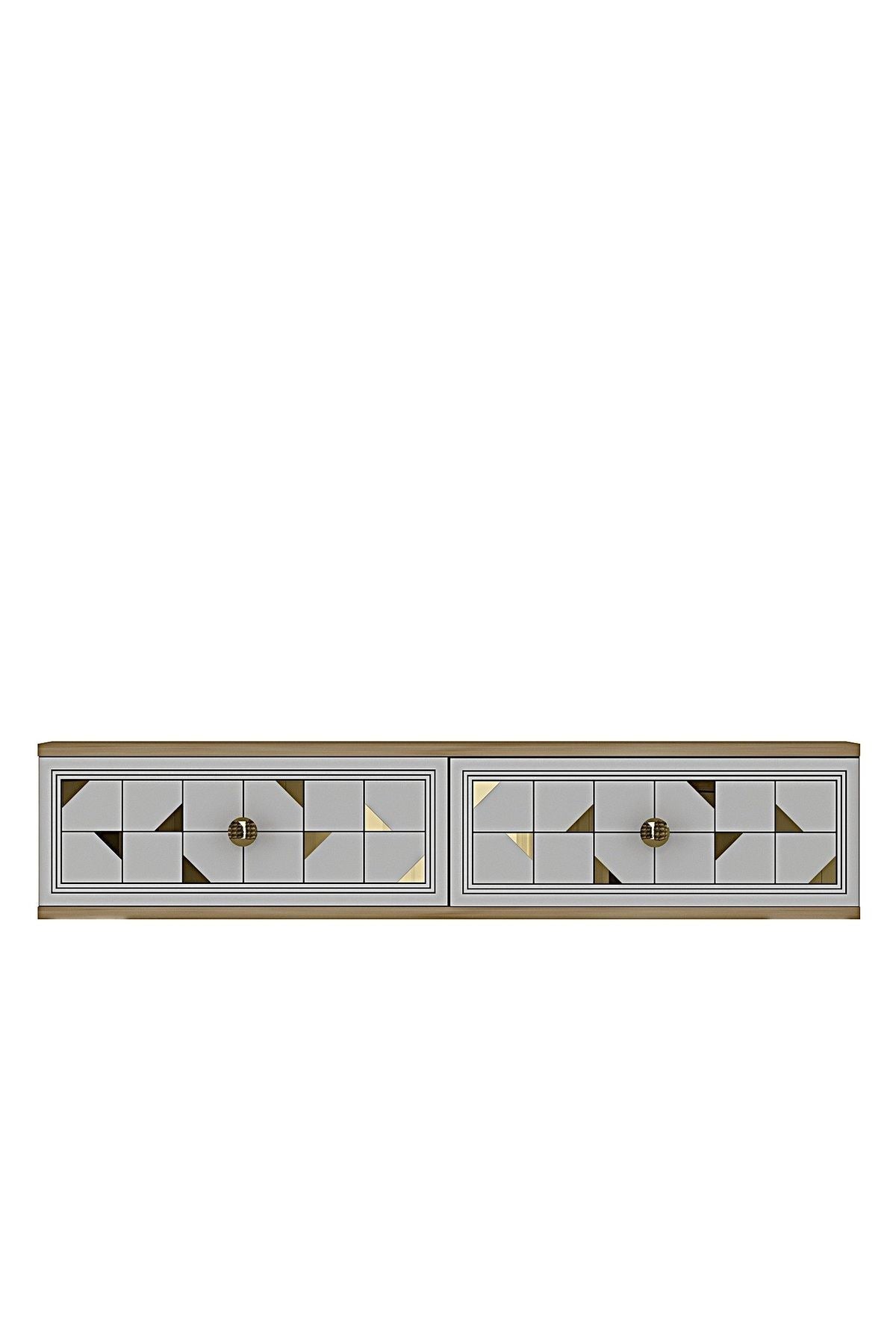 Συρταριέρα 120x25.5x29.6 εκ Δρυς Sapphire / Λευκό / Χρυσό 555CHM1642