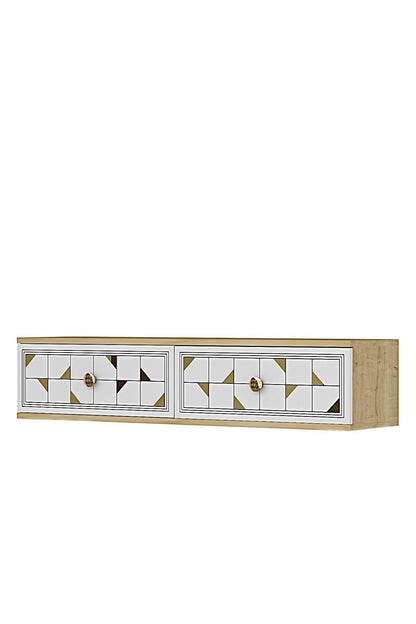 Συρταριέρα 120x25.5x29.6 εκ Δρυς Sapphire / Λευκό / Χρυσό 555CHM1642