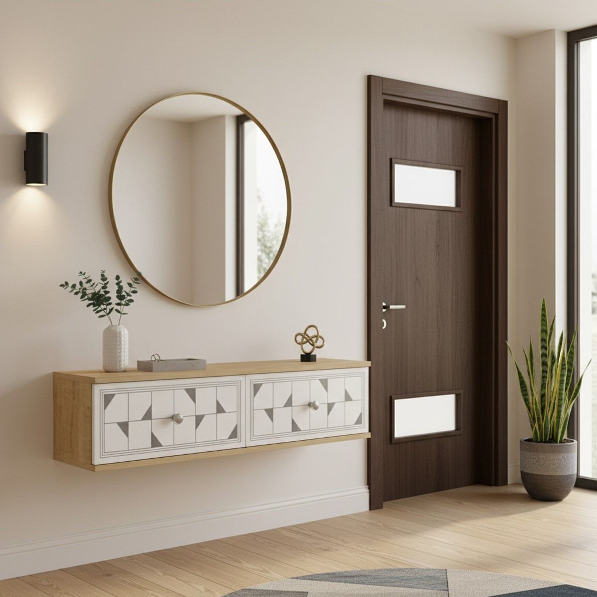 Συρταριέρα 120x25.5x29.6 εκ Δρυς Sapphire / Λευκό / Ασημί 555CHM1643