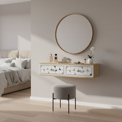 Συρταριέρα 120x25.5x29.6 εκ Δρυς Sapphire / Λευκό / Ασημί 555CHM1643