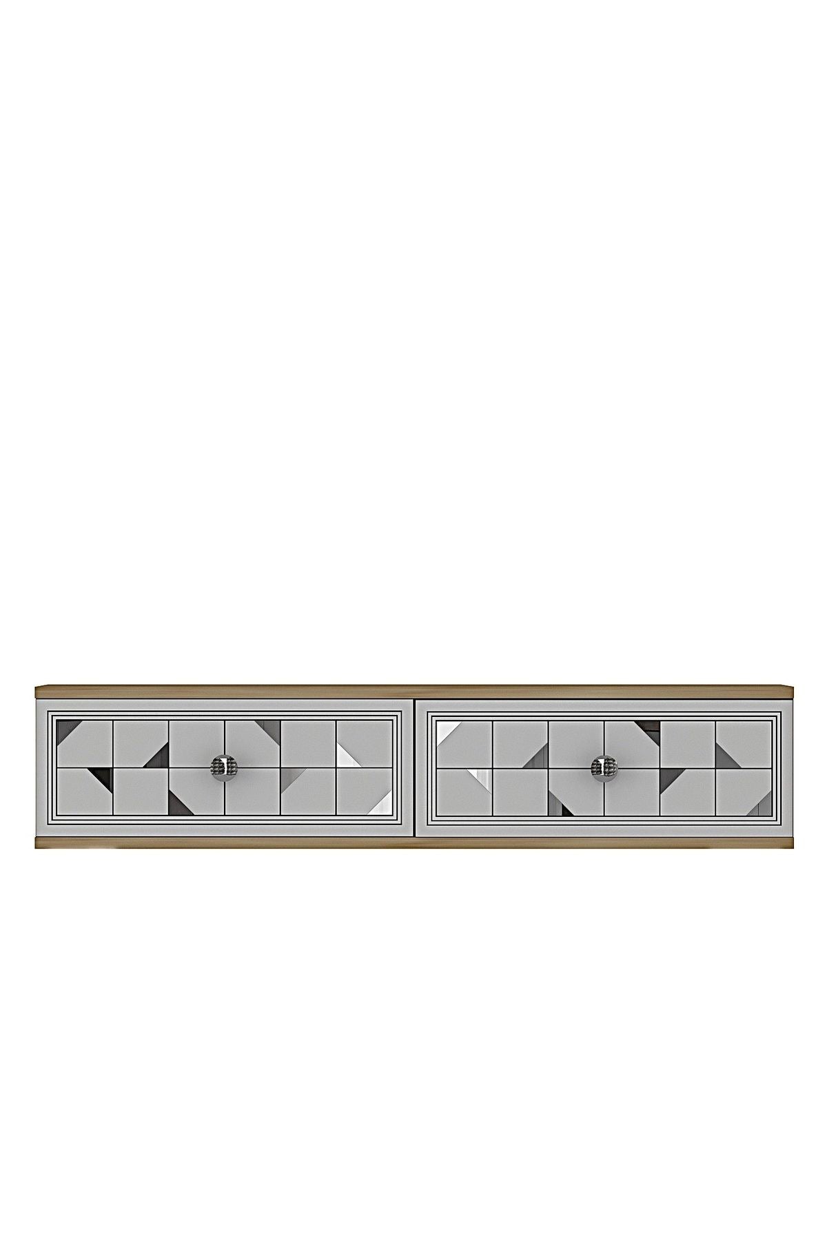 Συρταριέρα 120x25.5x29.6 εκ Δρυς Sapphire / Λευκό / Ασημί 555CHM1643