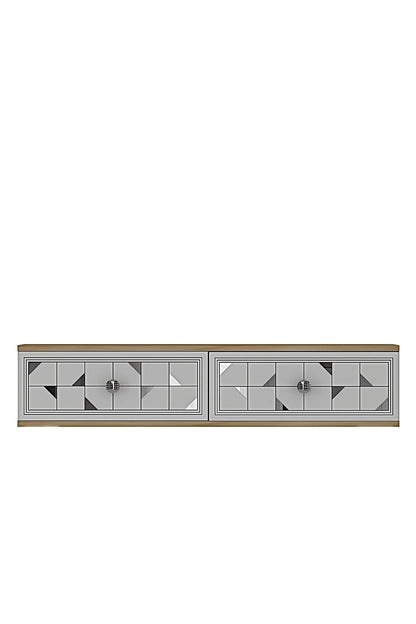 Συρταριέρα 120x25.5x29.6 εκ Δρυς Sapphire / Λευκό / Ασημί 555CHM1643