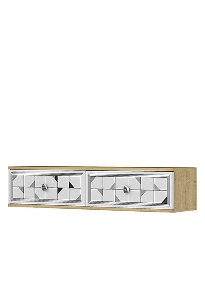 Συρταριέρα 120x25.5x29.6 εκ Δρυς Sapphire / Λευκό / Ασημί 555CHM1643