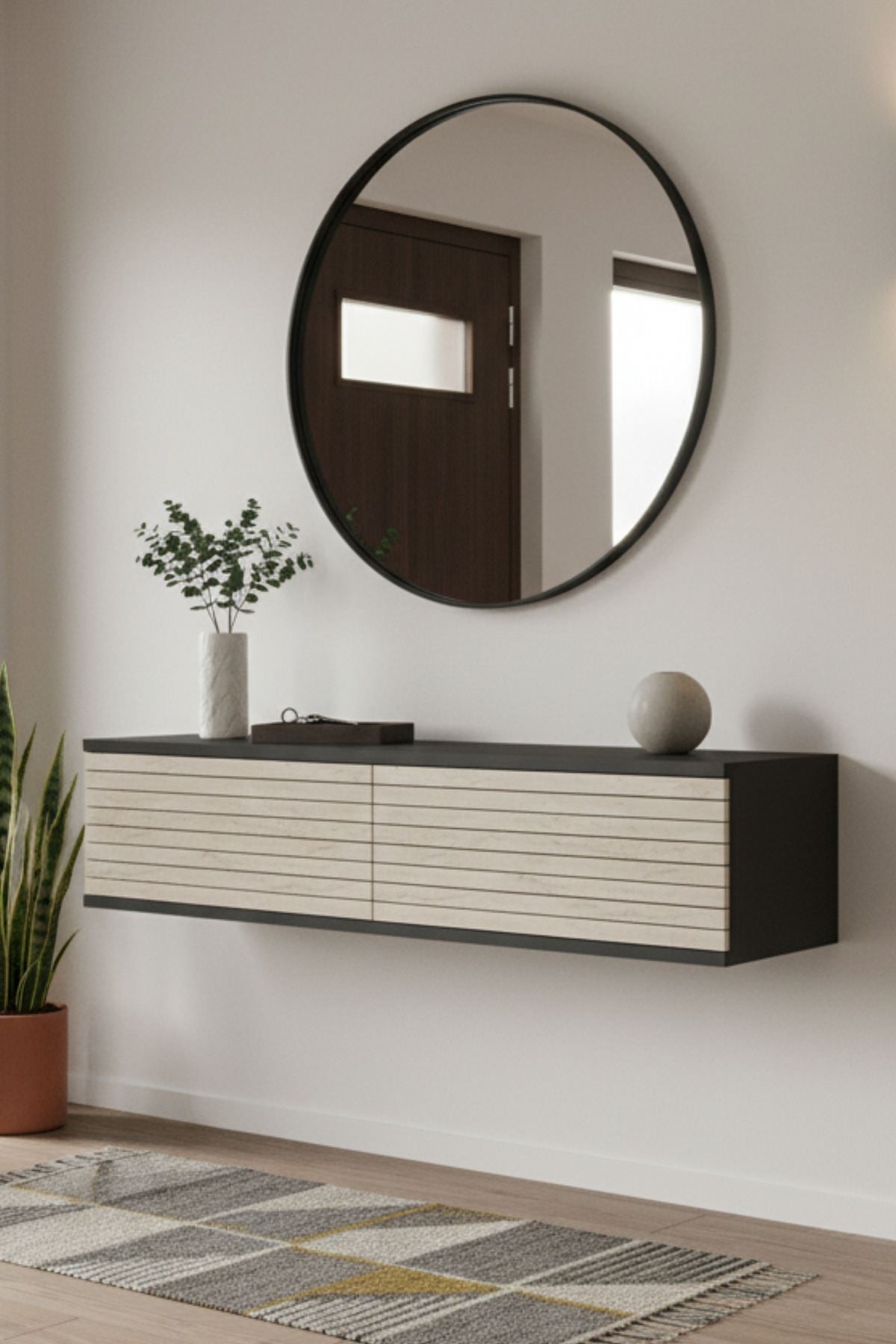 Συρταριέρα 120x25.5x29.6 εκ Ανθρακί / Travertine 555CHM1645