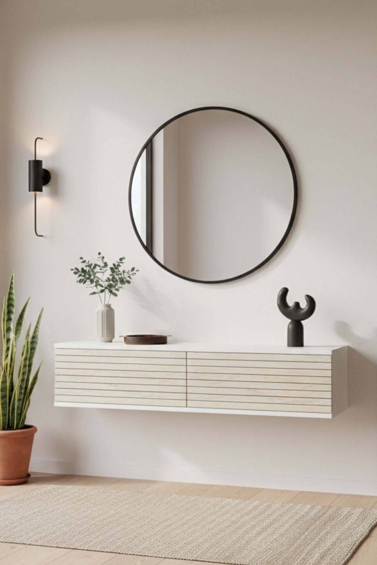 Συρταριέρα 120x25.5x29.6 εκ Λευκό / Travertine 555CHM1647
