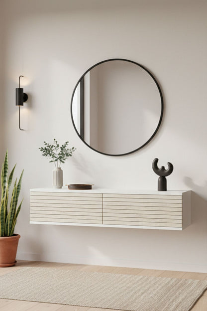 Συρταριέρα 120x25.5x29.6 εκ Λευκό / Travertine 555CHM1647