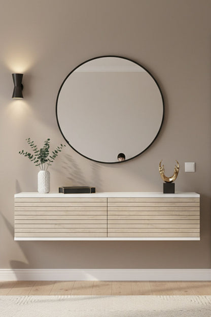 Συρταριέρα 120x25.5x29.6 εκ Λευκό / Travertine 555CHM1647