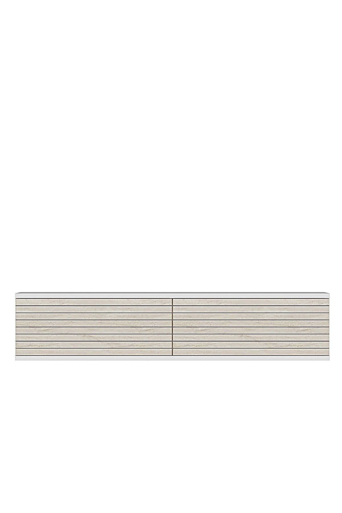 Συρταριέρα 120x25.5x29.6 εκ Λευκό / Travertine 555CHM1647