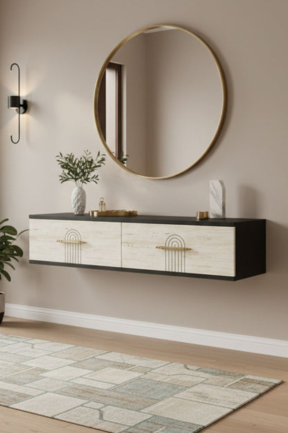 Συρταριέρα 120x25.5x29.6 εκ Ανθρακί / Travertine 555CHM1650