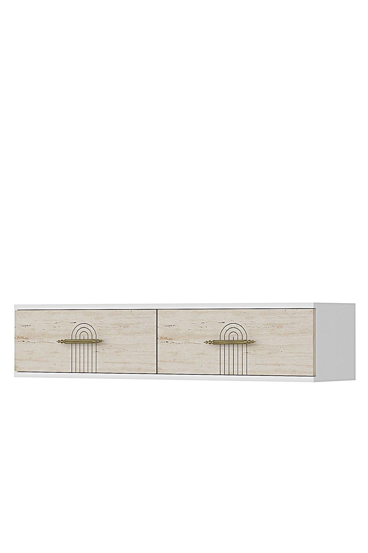 Συρταριέρα 120x25.5x29.6 εκ Λευκό / Travertine 555CHM1652