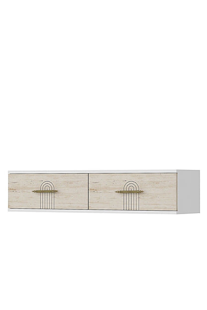 Συρταριέρα 120x25.5x29.6 εκ Λευκό / Travertine 555CHM1652