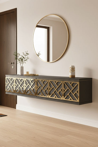 Συρταριέρα 120x25.5x29.6 εκ Ανθρακί / Χρυσό 555CHM1654
