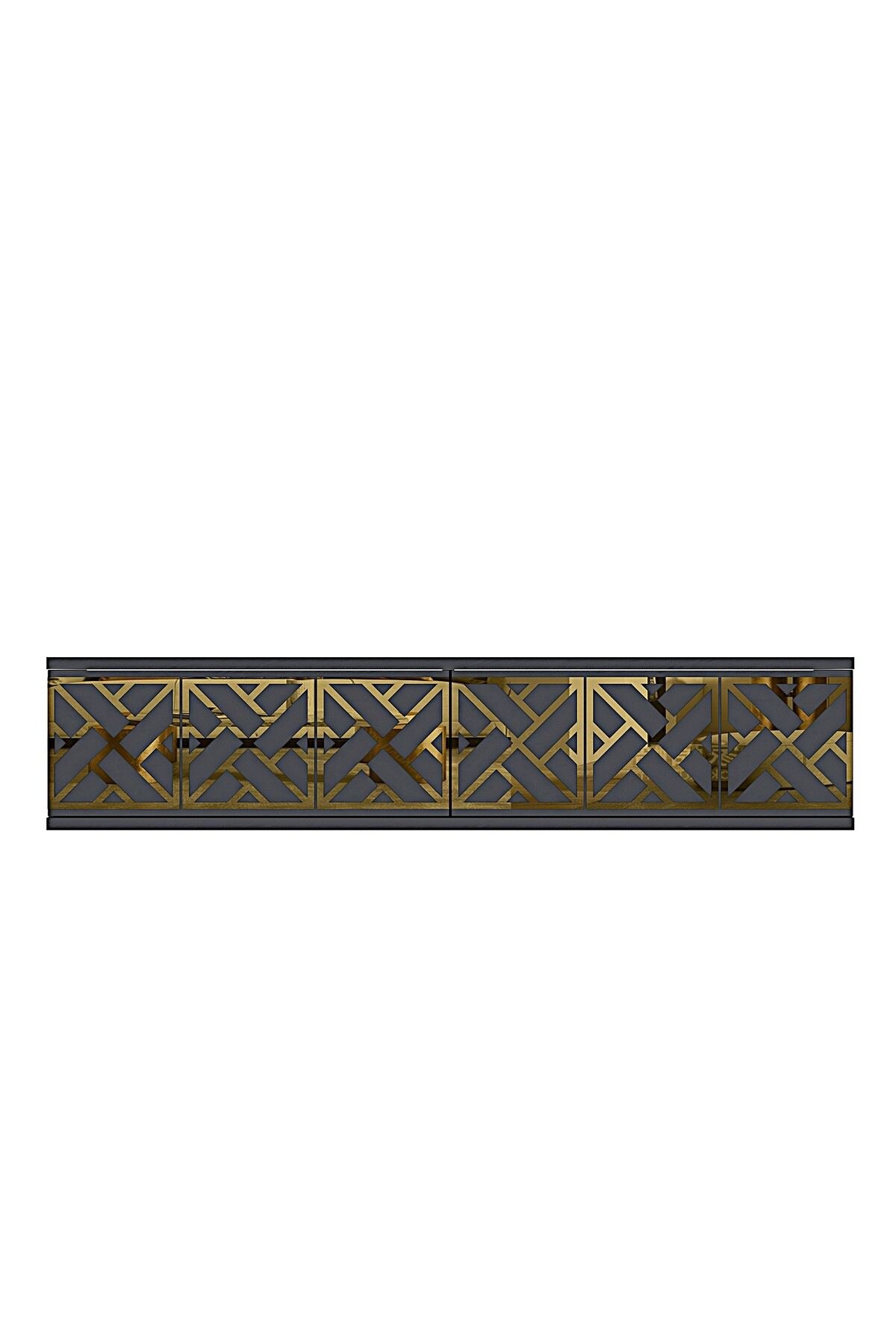 Συρταριέρα 120x25.5x29.6 εκ Ανθρακί / Χρυσό 555CHM1654