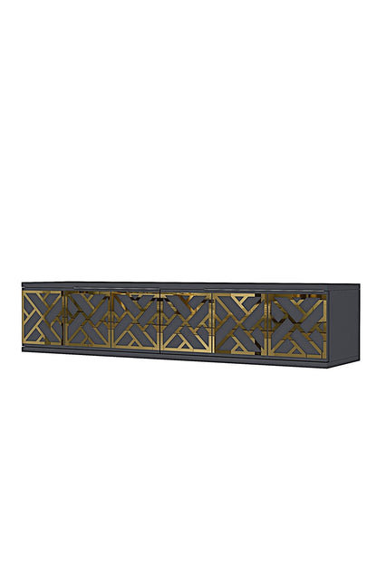 Συρταριέρα 120x25.5x29.6 εκ Ανθρακί / Χρυσό 555CHM1654