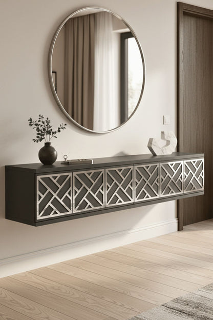 Συρταριέρα 120x25.5x29.6 εκ Ανθρακί / Ασημί 555CHM1655