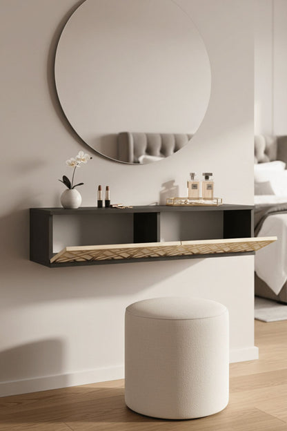 Συρταριέρα 120x25.5x29.6 εκ Ανθρακί / Travertine / Χρυσό 555CHM1656
