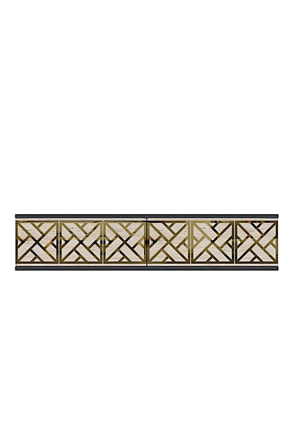 Συρταριέρα 120x25.5x29.6 εκ Ανθρακί / Travertine / Χρυσό 555CHM1656