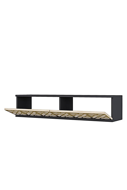 Συρταριέρα 120x25.5x29.6 εκ Ανθρακί / Travertine / Χρυσό 555CHM1656
