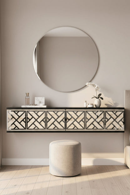 Συρταριέρα 120x25.5x29.6 εκ Ανθρακί / Travertine / Ασημί 555CHM1657