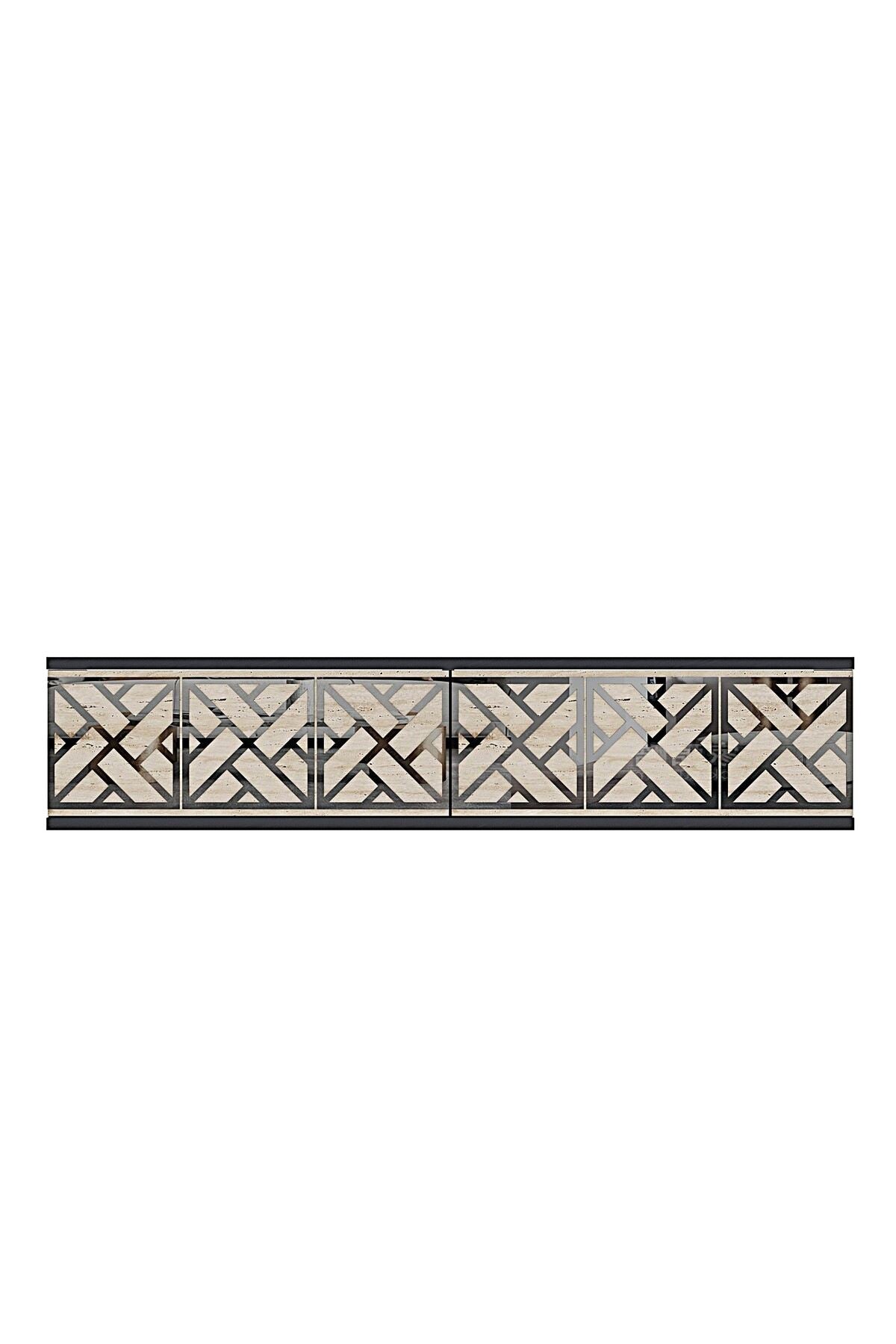 Συρταριέρα 120x25.5x29.6 εκ Ανθρακί / Travertine / Ασημί 555CHM1657