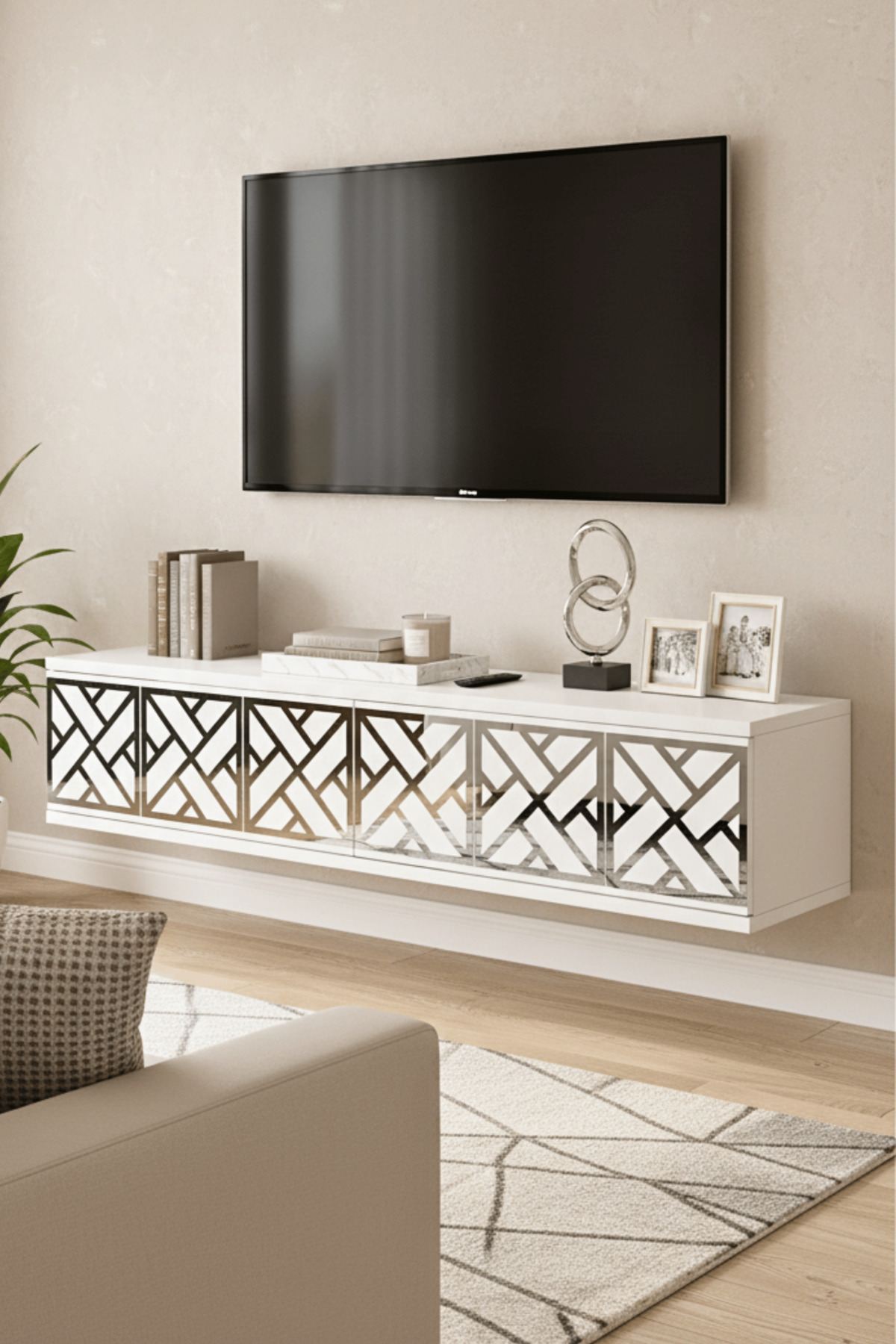 Συρταριέρα 120x25.5x29.6 εκ Λευκό / Ασημί 555CHM1659