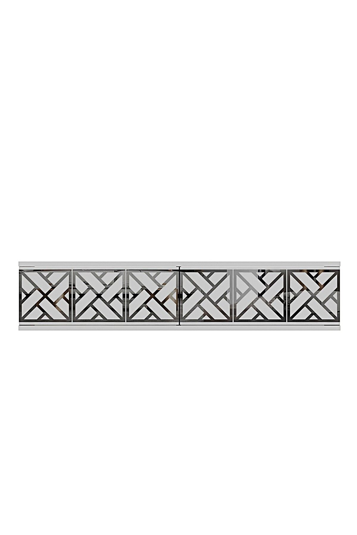 Συρταριέρα 120x25.5x29.6 εκ Λευκό / Ασημί 555CHM1659