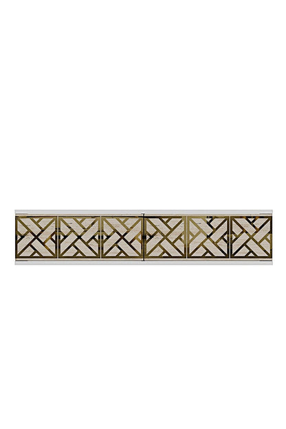 Συρταριέρα 120x25.5x29.6 εκ Λευκό / Travertine / Χρυσό 555CHM1660