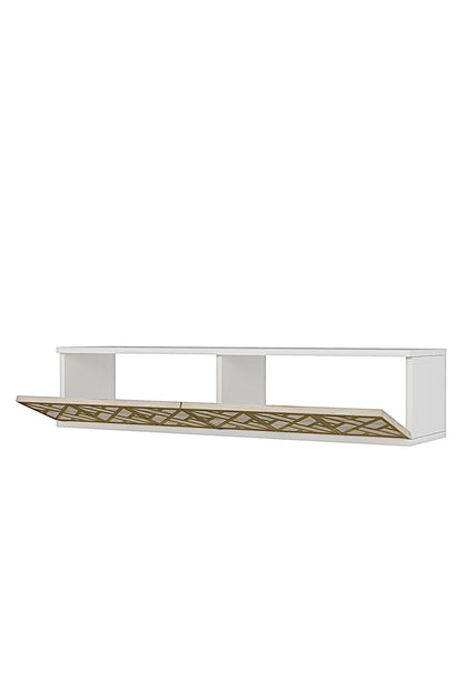 Συρταριέρα 120x25.5x29.6 εκ Λευκό / Travertine / Χρυσό 555CHM1660