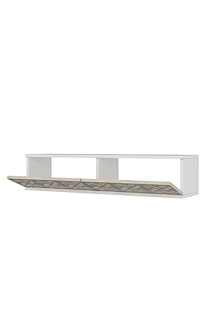 Συρταριέρα 120x25.5x29.6 εκ Λευκό / Ασημί / Travertine 555CHM1661