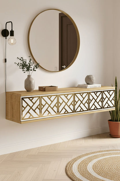 Συρταριέρα 120x25.5x29.6 εκ Δρυς Sapphire / Λευκό / Χρυσό 555CHM1662