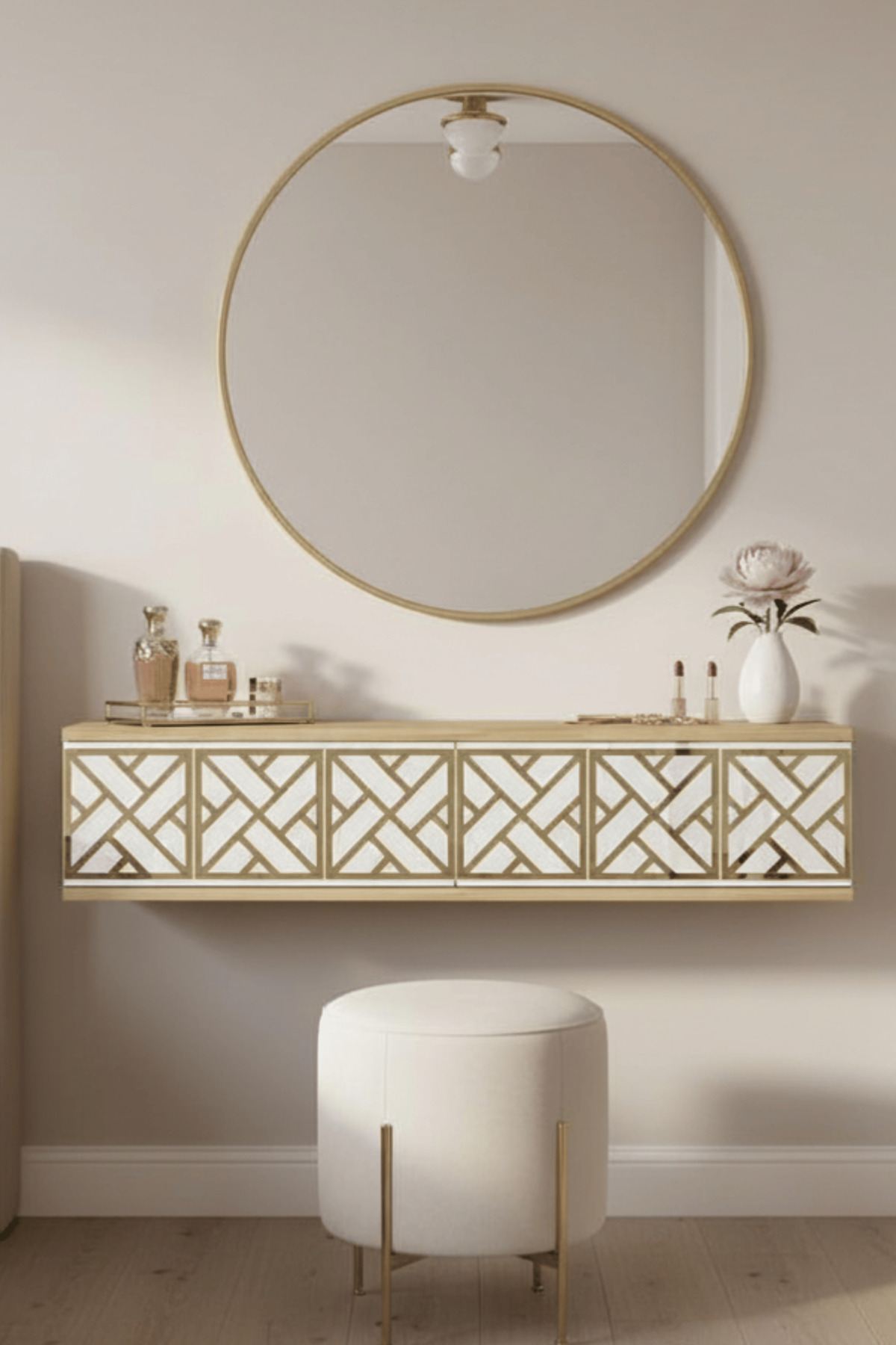 Συρταριέρα 120x25.5x29.6 εκ Δρυς Sapphire / Λευκό / Χρυσό 555CHM1662