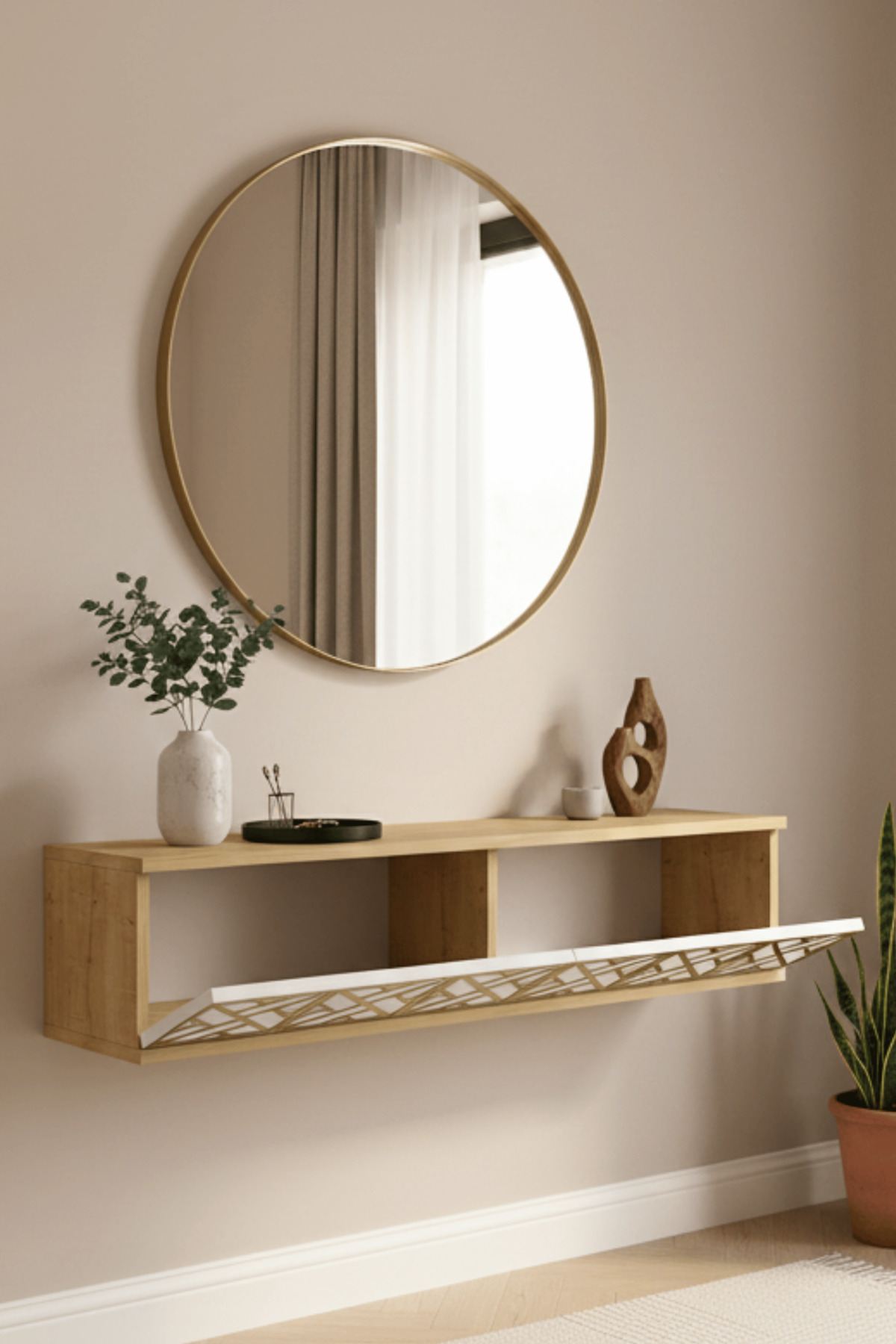 Συρταριέρα 120x25.5x29.6 εκ Δρυς Sapphire / Λευκό / Χρυσό 555CHM1662