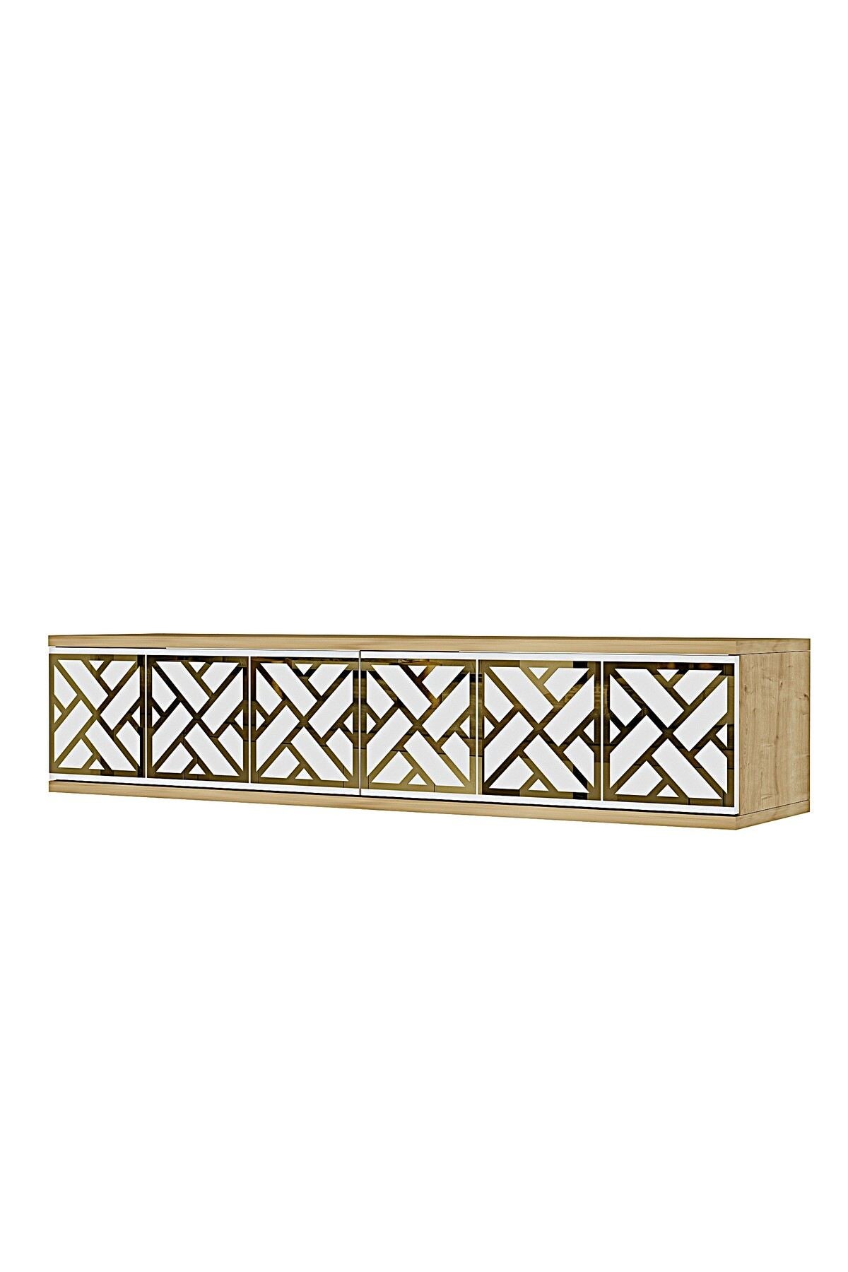 Συρταριέρα 120x25.5x29.6 εκ Δρυς Sapphire / Λευκό / Χρυσό 555CHM1662