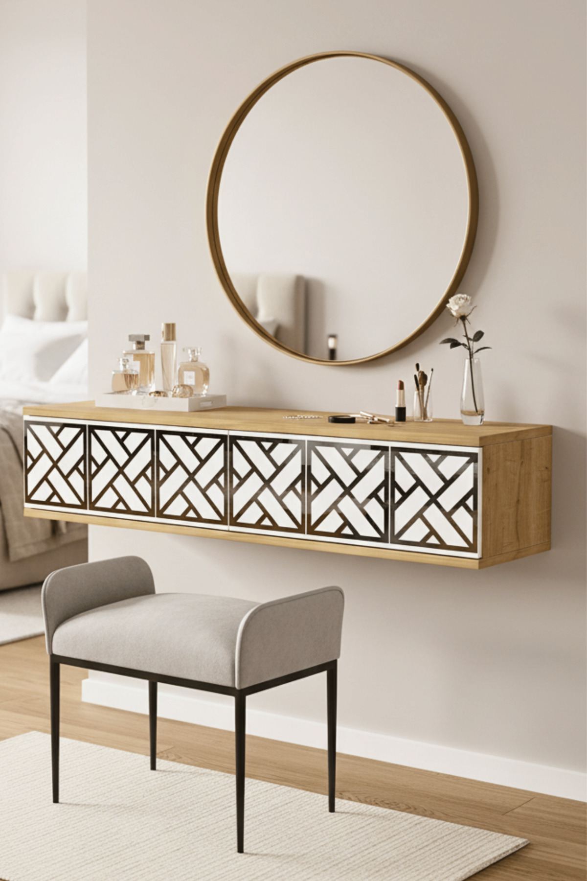 Συρταριέρα 120x25.5x29.6 εκ Δρυς Sapphire / Λευκό / Ασημί 555CHM1663