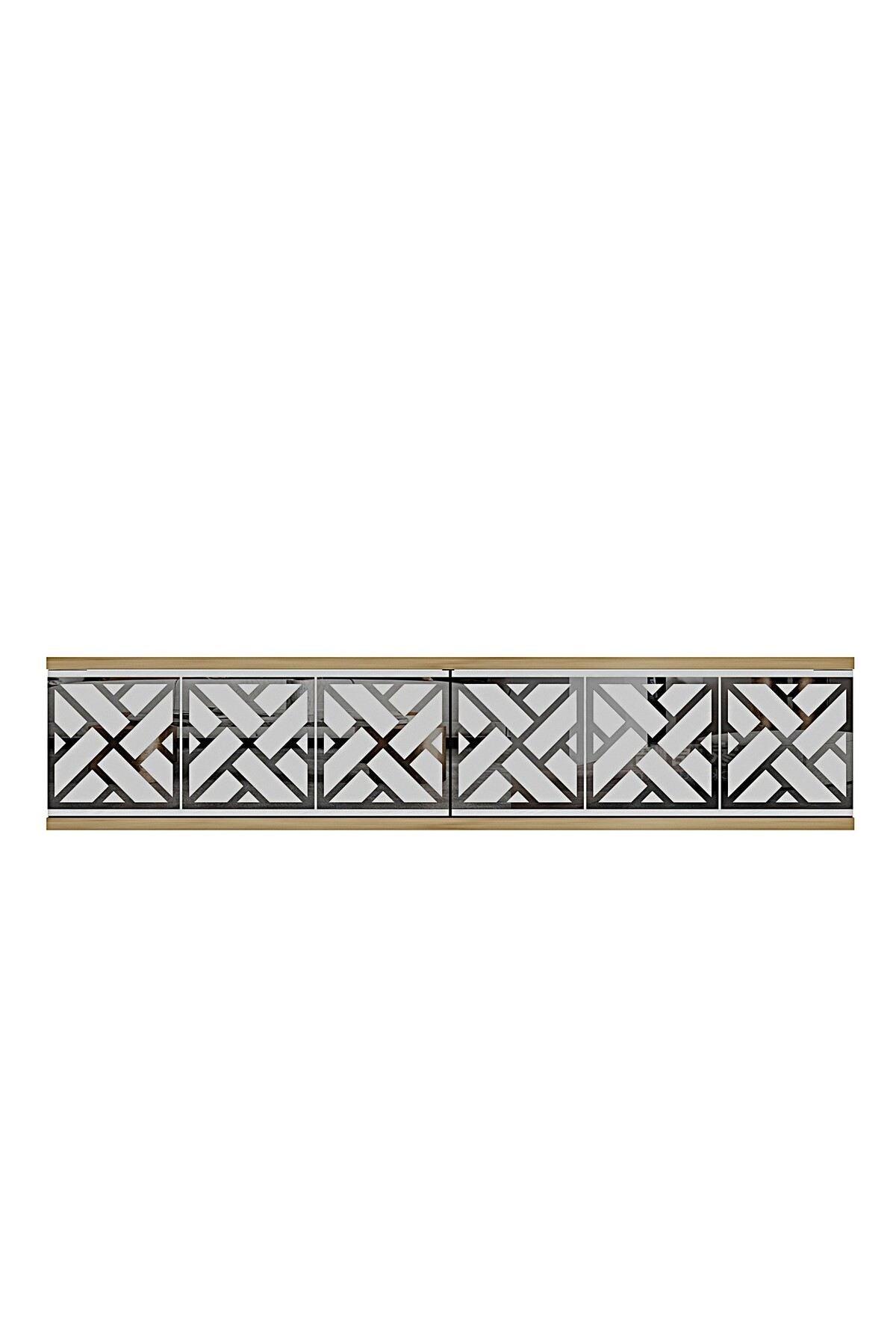 Συρταριέρα 120x25.5x29.6 εκ Δρυς Sapphire / Λευκό / Ασημί 555CHM1663
