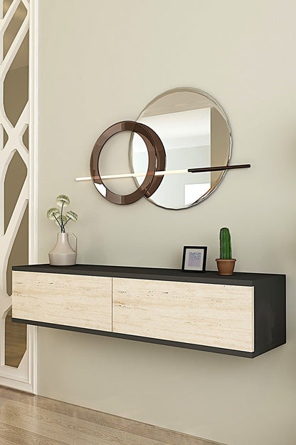 Συρταριέρα 120x25.5x29.6 εκ Ανθρακί / Travertine 555CHM1665