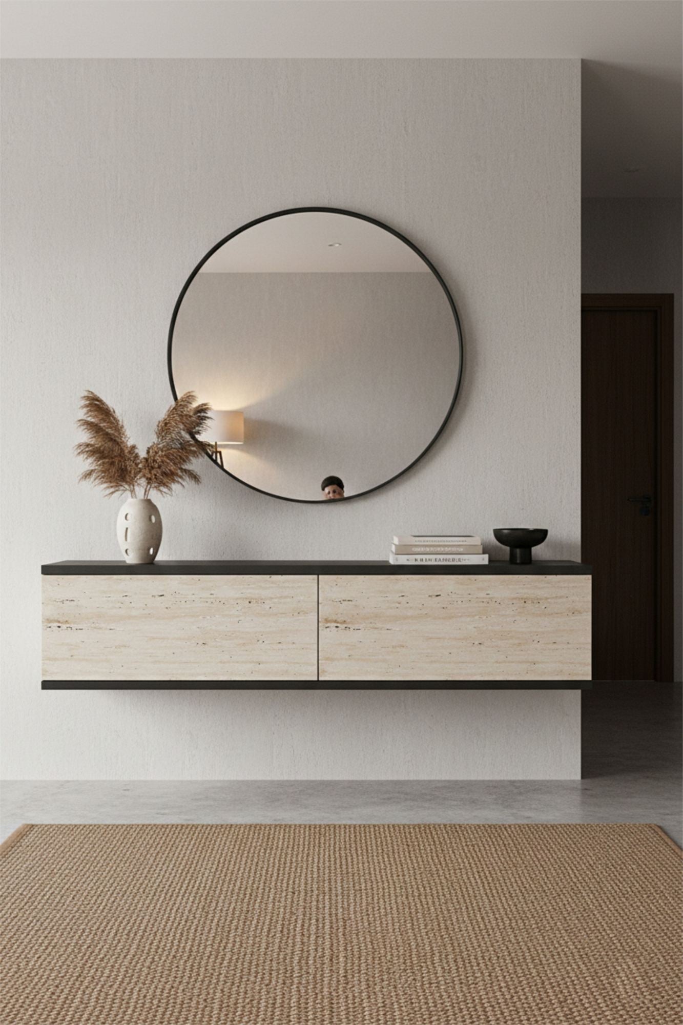 Συρταριέρα 120x25.5x29.6 εκ Ανθρακί / Travertine 555CHM1665