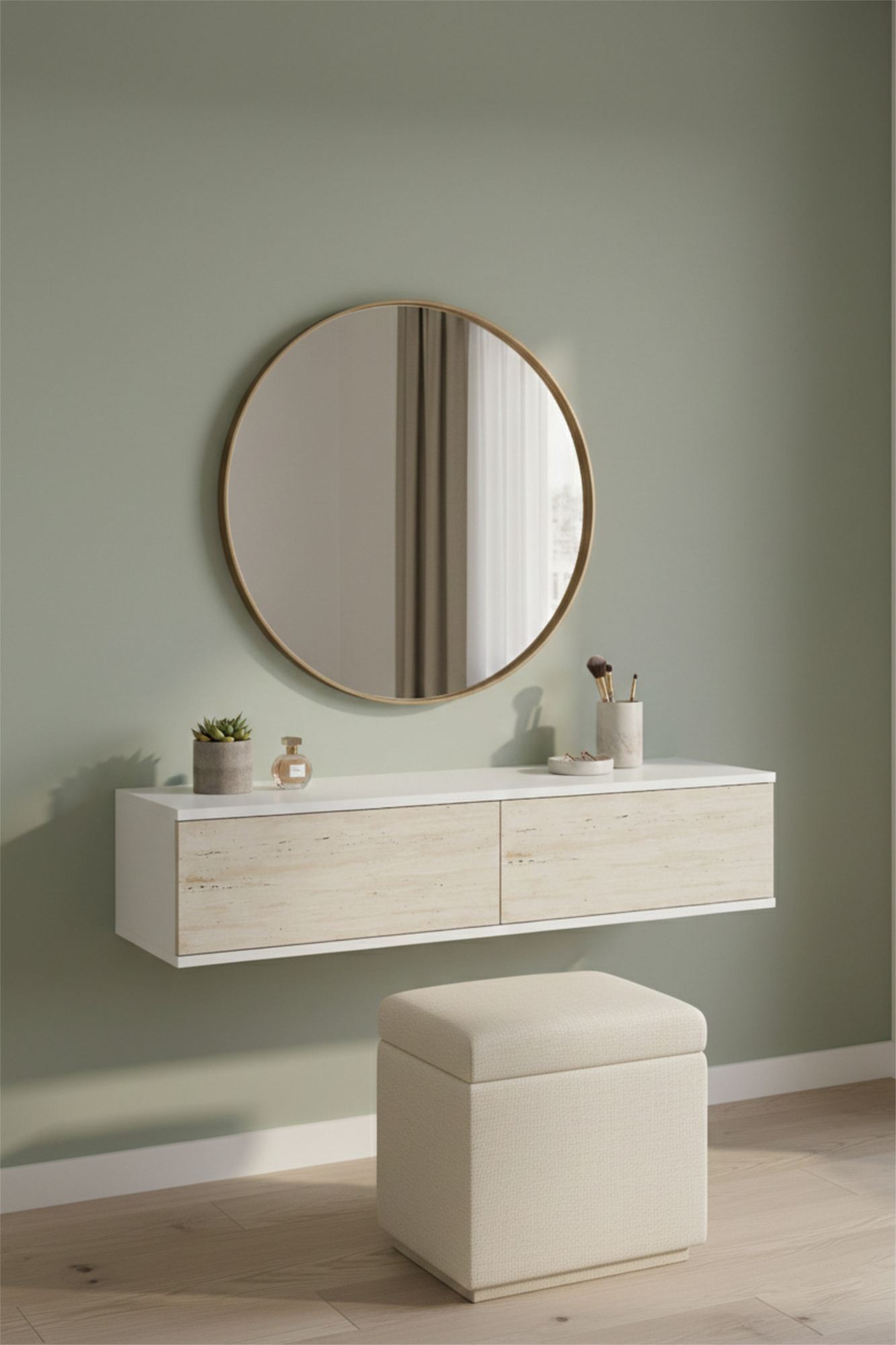 Συρταριέρα 120x25.5x29.6 εκ Λευκό / Travertine 555CHM1667