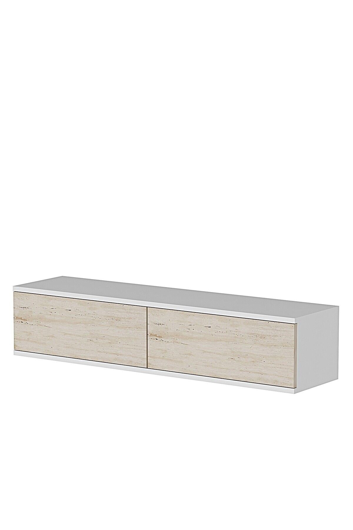 Συρταριέρα 120x25.5x29.6 εκ Λευκό / Travertine 555CHM1667