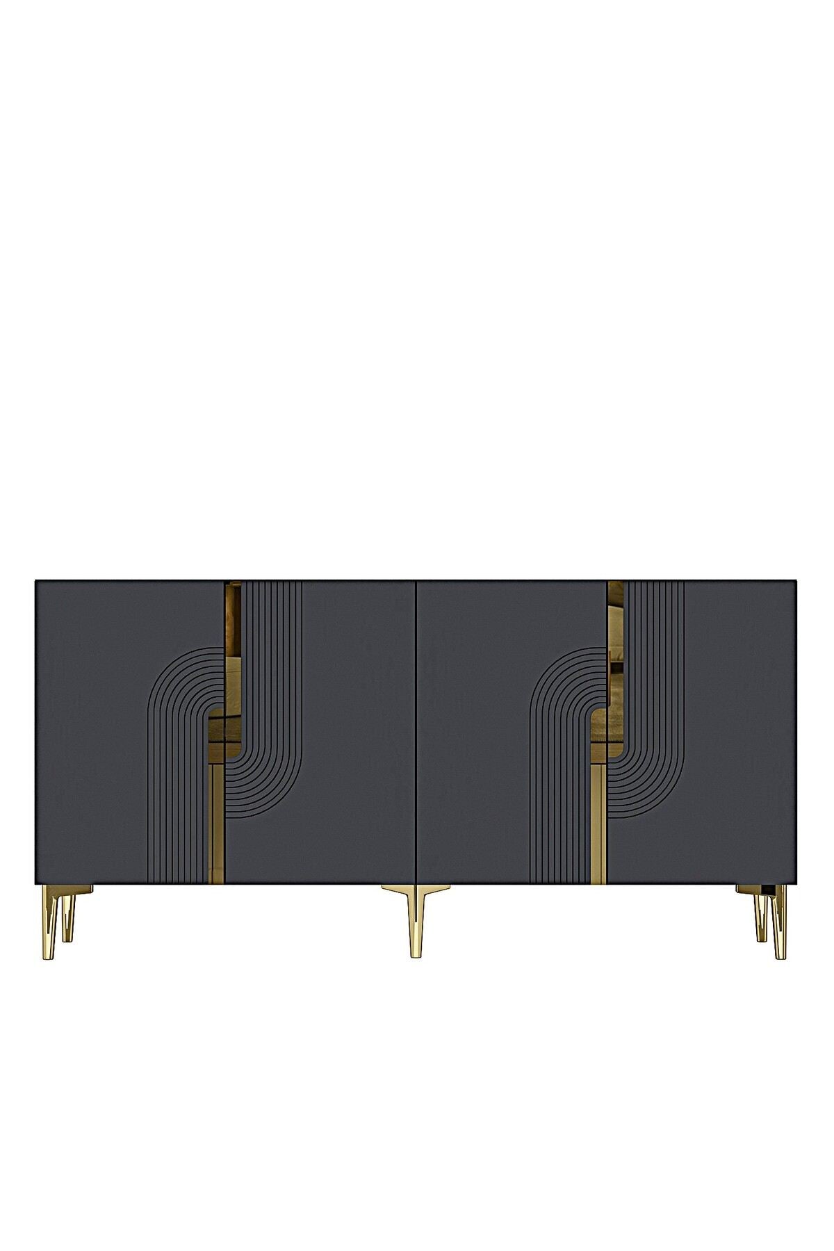 Κονσόλα Μπουφές 180x75x32 εκ Ανθρακί / Χρυσό 555CHM1672