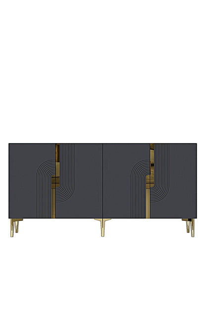 Κονσόλα Μπουφές 180x75x32 εκ Ανθρακί / Χρυσό 555CHM1672