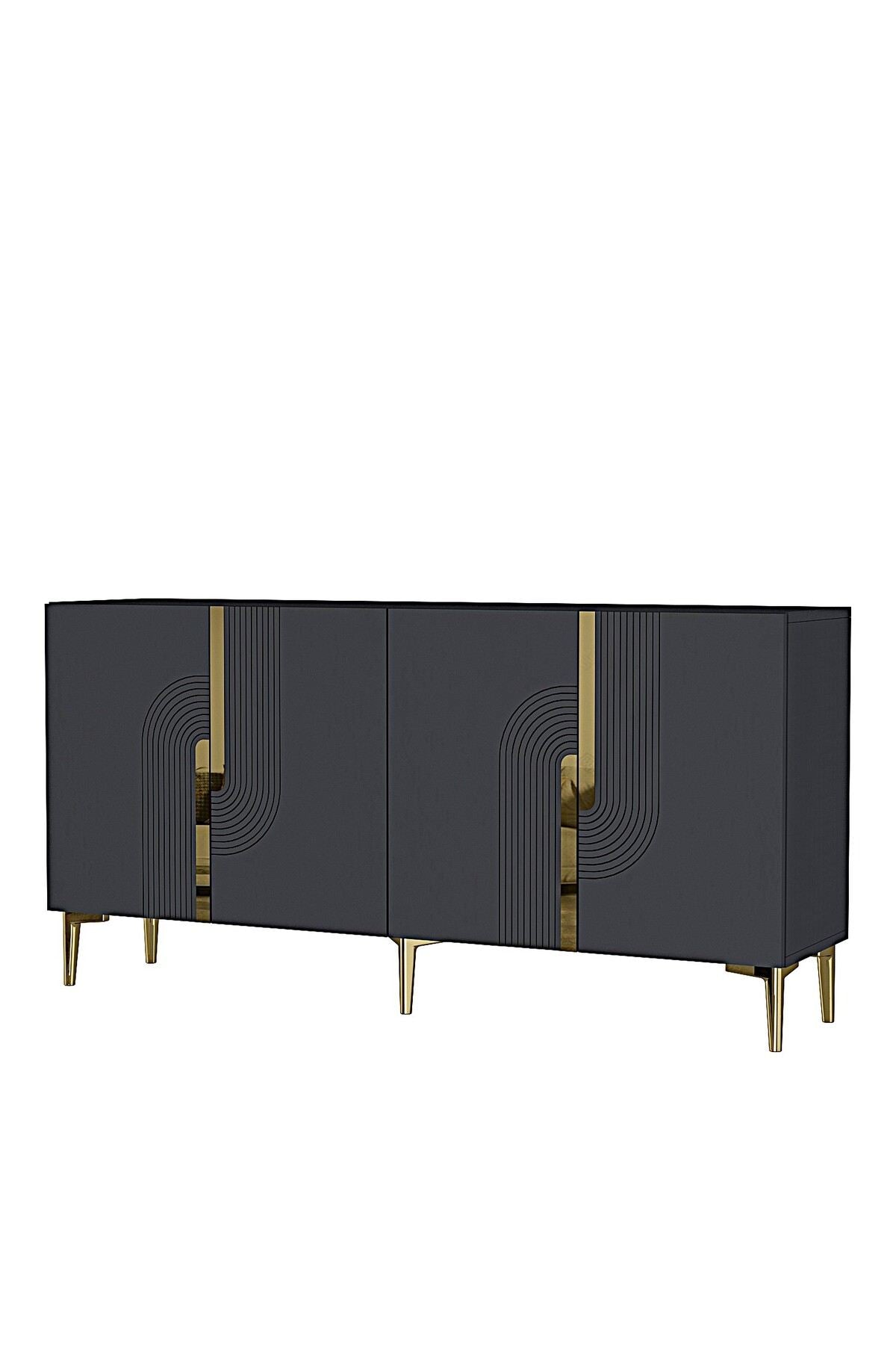 Κονσόλα Μπουφές 180x75x32 εκ Ανθρακί / Χρυσό 555CHM1672