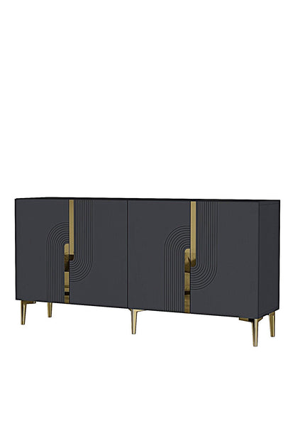 Κονσόλα Μπουφές 180x75x32 εκ Ανθρακί / Χρυσό 555CHM1672