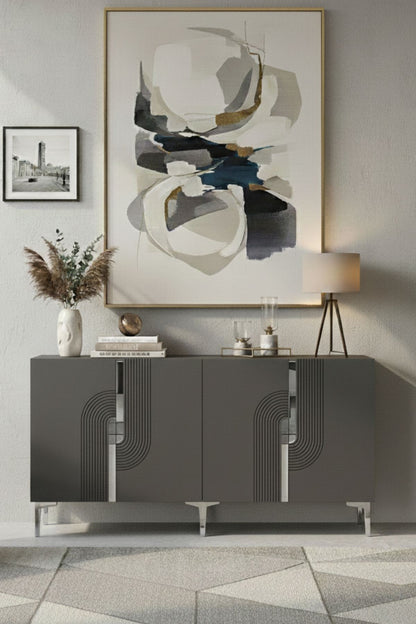 Κονσόλα Μπουφές 180x75x32 εκ Ανθρακί / Ασημί 555CHM1673