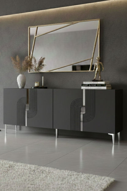 Κονσόλα Μπουφές 180x75x32 εκ Ανθρακί / Ασημί 555CHM1673