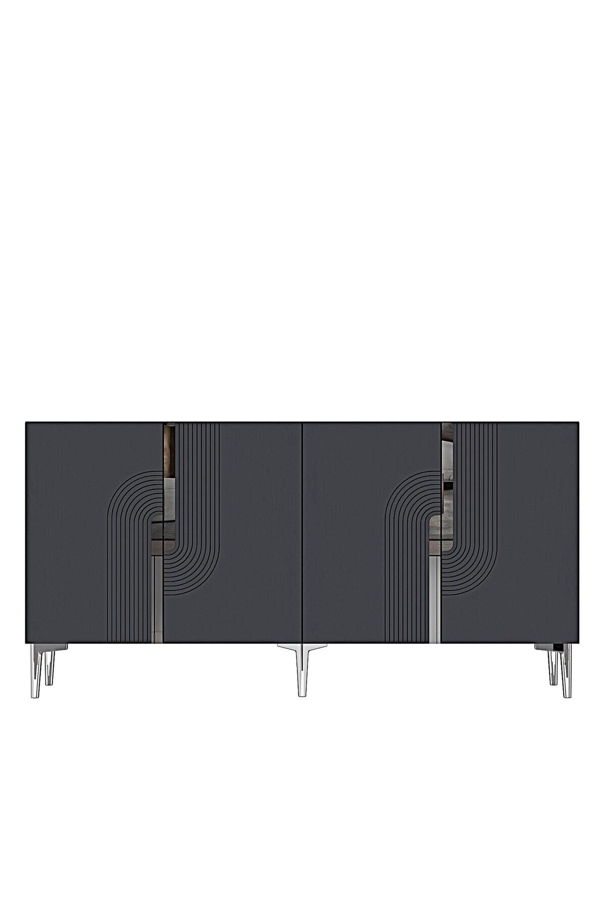 Κονσόλα Μπουφές 180x75x32 εκ Ανθρακί / Ασημί 555CHM1673