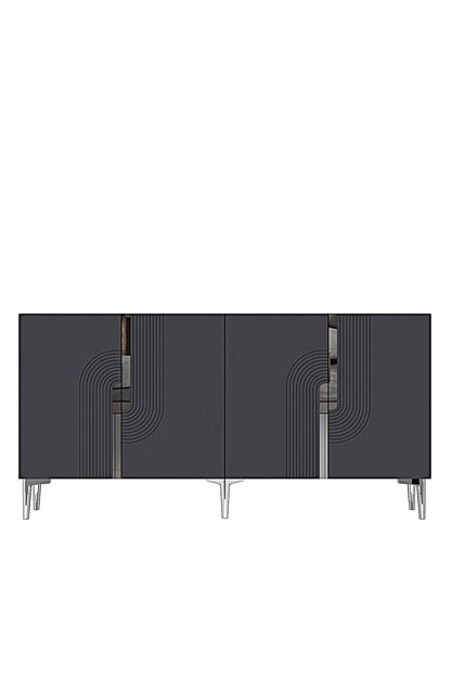Κονσόλα Μπουφές 180x75x32 εκ Ανθρακί / Ασημί 555CHM1673